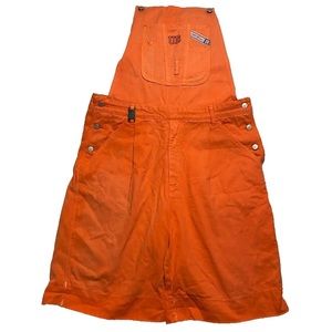 Vintage Union Bay Orange Short Overalls Size 34 100% Cotton NO STRAPS baggy 90's